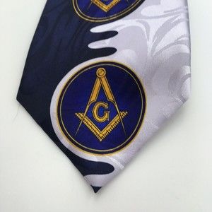 Steven Harris Men's Masonic Necktie Mason Neck Tie Blue White Gold